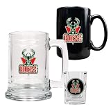 Milwaukee Bucks 15 Oz. Tankard, 15 Oz. Ceramic Mug & 2 Oz. Shot Glass NBA Gift Set