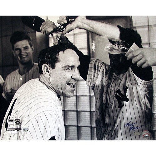 Steiner Sports MLB New York Yankees Ken Regan Signed Yogi Berra Champagne Celebration B&W Horizontal 16x20 Photograph