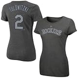 MLB Troy Tulowitzki Colorado Rockies Women's Short Sleeve Crew Neck Tee (Charcoal Heather, Medium)