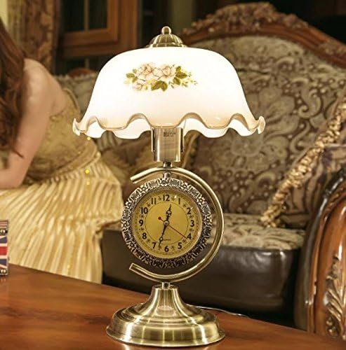 JIATING American lamp bedroom bedside lamp retro Chinese style with a clock controllable optical glass living room decorated in old Shanghai , dimming switch , 110/120V