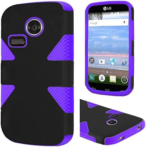 LG Lucky/Sunrise Case, Insten Dynamic Dual Layer [Shock Absorbing] Protection Hybrid Rubberized Hard PC/Silicone Case Cover for LG Lucky/Sunrise, Black/Purple
