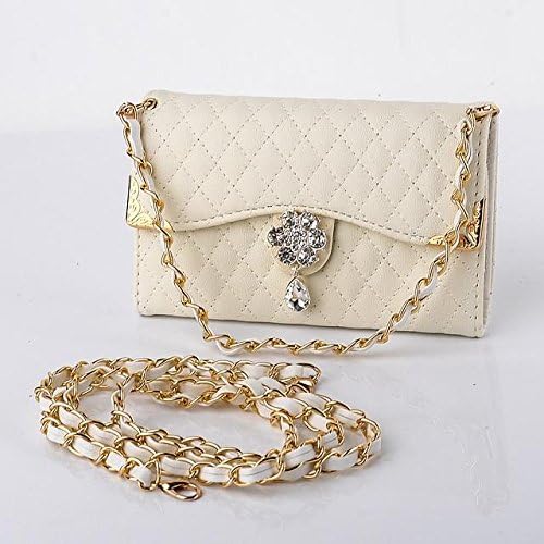 iPhone 6 White case,Quante's Shockproof dirtproof case for iPhone 6 plus(5.5),iPhone 6 plus Wallet leather case,Diamond lines and Colored diamond flower pendant with handle for iphone 6 plus(5.5)(2014) (iPhone 6 plus, White)