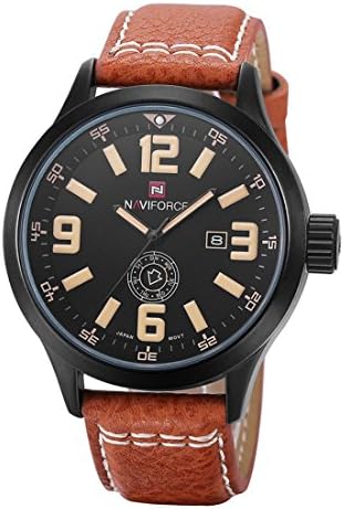Men Leather Band Quartz Watch Waterproof Wristwatch Fashion Casual Watch