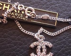 Designer inspired Swarovski crystal CC silver necklace for sale, high quality, very classic and elegant.