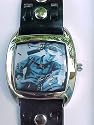Elvis as Biker watch.Silver tone square case with silver studded black leather band. Classic size -UNISEX 1.5 inches ref:E4094
