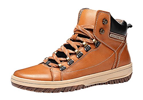 WUXING Christmas Men's Fashion Leather Breathable Rubber Outsole Martin Short Boots(8 D(M)US,chestnut)