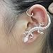 DDU(TM) 1Pcs Silver- Cool Punk Bone Clip Artificial Pearl Pierce Gecko Earring Ear Stud Decoration (D)