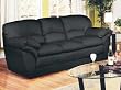 Genuine Black Leather Sofa with Pillow Top Seat