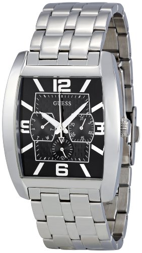 Image of Guess Men's Quartz Watch with Black Dial Analogue Display and Silver Stainless Steel Strap W95015G1