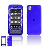 Samsung M800 Instinct Cell Phone Blue Rubber Feel with White Diamond Protective Case Faceplate Cover