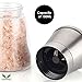Salt and Pepper Grinder Set - Brushed Stainless Steel Top and Glass Bottle - Salt & Pepper Mill Pair with 5 Adjustable Coarseness Settings and Glass Body - Salt & Pepper Shaker Set By Grindmill