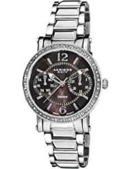 Akribos XXIV Womens AKR472SS Lady Diamond Collection Diamond Swiss Day and Date Watch