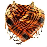 *** PROMOTION *** Foulard Palestinien - Keffieh - Chèche - Pashmina - Orange et Noir Image du produit