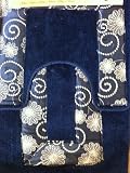 3 Piece Bath Rug Set Luxurious Embroidered Blue Bathroom Rugs/contour Mat with Lid Cover
