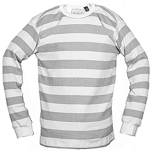 TONY JONES APPAREL STRIPED THERMAL MENS 3ET10-WH (2XL, WHITE / GREY)
