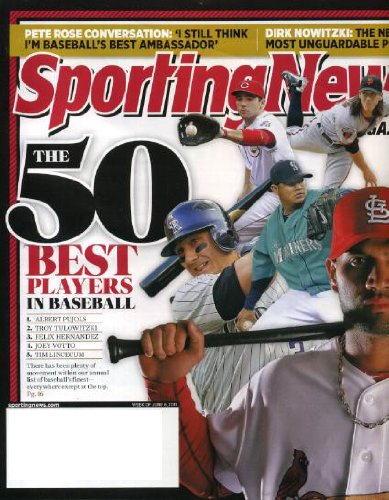 Sporting News June 6 2011 Albert Pujols/St. Louis Cardinals on Cover, The 50 Best Players in Baseball, Pete Rose Interview, Dirk Nowitzki/Dallas Mavericks