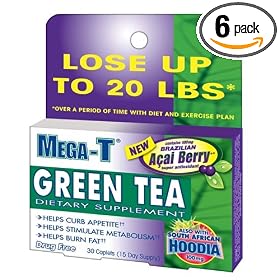 Mega-T Green Tea Dietary Supplement with Acai Berry, 2.60-Ounce Units (Pack of 6)