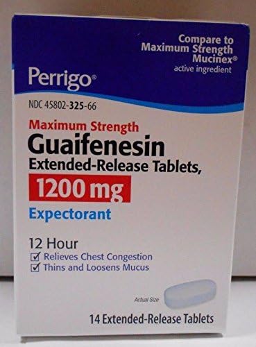 Perrigo Guaifenesin ER Maximum Strength 1200mg, 14 Extended Release Tablets