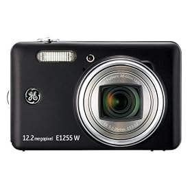 GE 1255W-BK 12MP Digital Camera with 5X Optical Zoom and 3.0-Inch LCD Screen with Auto Brightness (Black)