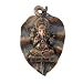 Hindu Deity Ganesh Metallic Look Polyresin Wall Plaque on Leaf Backdrop