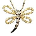 14k Yellow Gold Champagne and White Diamond Dragonfly Pendant (1/4 cttw), 18