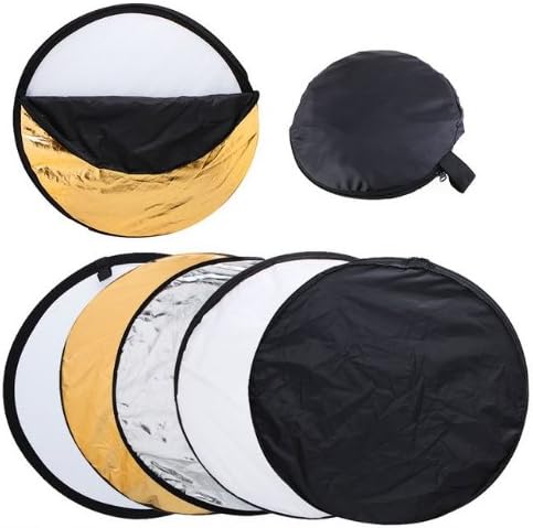 Photography Studio 32" 80 cm 5-in-1 Collapsible Circular Reflector Disc Set,Gold, Silver, Black, White &amp; Translucent Includes Heavy Duty Carrying Case