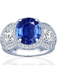 18K White Gold Oval Cut Blue Sapphire Fana Designer Ring (GIA Certificate)