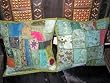 Christmas Gift-2 Olive Green Patchwork Embroidered Sari Toss Pillow Cushion Covers