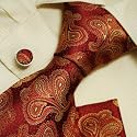 Brown pattern tie for men anniversary gifts discount silk tie cuff links Hanky set gift box H5096