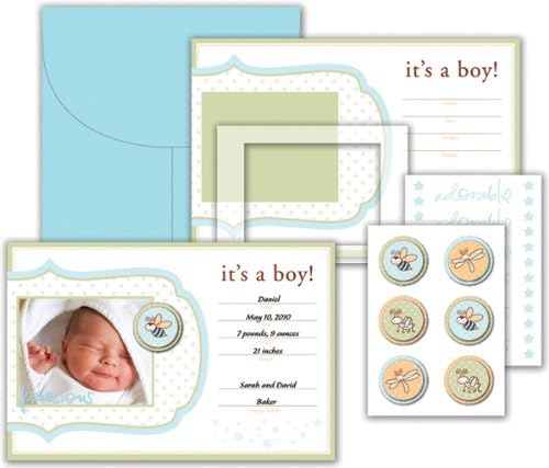 Deja Views - C-Thru - Little Yellow Bicycle - Snugglebug Collection - Announcement Kit with Varnish Accents - Baby Boy