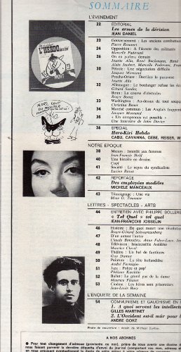 LE NOUVEL OBSERVATEUR, NO 315, 23 NOVEMBRE 1970,BETE ET MECHANT, L'HEBDO HARA KIRI EN VENTE A L'INTERIEUR, A QUOI SERVENT LES INTELLECTUELS, LES FEMMES ET LA PSYCHANALYSE, COGNAC,TEL QUEL, REVUE ET AUTRES ARTICLES