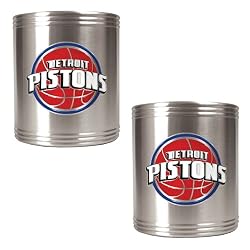 Detroit Pistons 2pc Stainless Steel Can Holder Set - Primary Logo NBA Basketball