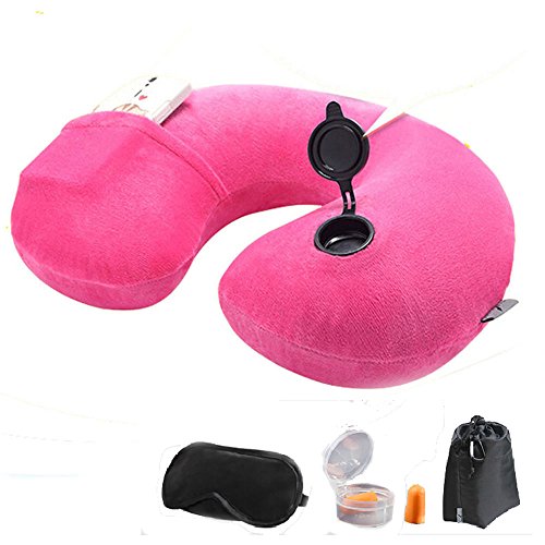 Lucear inflatable travel pillow set- velvet travel neck…
