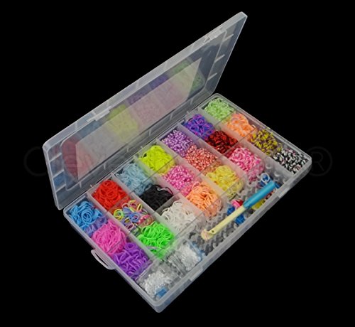 Loom Bands Mega Kit - Over 4400 Pieces - Includes Loom Board, Loom Hoop, 48 Clips, Charms and Storage Case