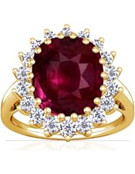 18K Yellow Gold Cushion Cut Ruby Ring With Sidestones (GIA Certificate)