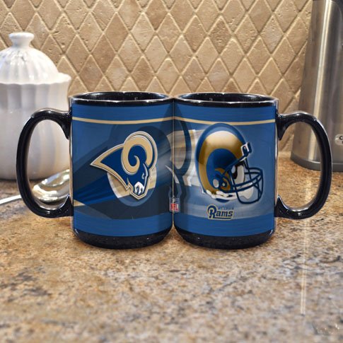 NFL St. Louis Rams 15-Ounce Black Helmet Mug (2 Pack)