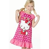 Hello Kitty Girls Nightgown, Little Girls Nightgown with Slippers and Hair Tie Set