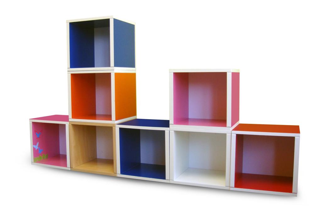 Way Basics Modular Cubes Storage, Green/Orange/White Childrens Furniture