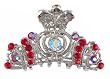 Hair Clip - H58 - Tiara Style - Silver Tone ~ Siam Red and Iridescent Swarovski TM Crystals