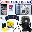 Canon Powershot A1000IS 10MP Digital Camera (Blue) + 2GB Accessory Kit