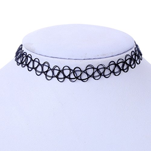 Yazilind Black Vintage Stretch Tattoo Henna Choker Hippy Necklace
