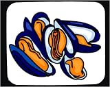 Decorated Mouse Pad with blue, ocean, orange, oyster, mussels