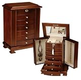 Walnut Locking Jewelry Box (Walnut) (15"H x 11"W x 7"D)