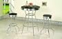 3pc Black Wood Bar Table & Commercial Restaurant Chrome Black Swivel Barstool Set 29"