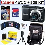 Canon Powershot A800 10 MP Digital Camera (Black) + 8GB Accessory Kit