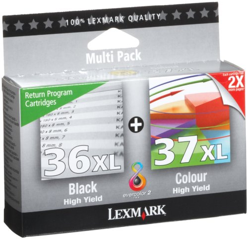 Lexmark No.36XL and No.37XL Twin Pack Return Program Ink Cartridges - Black and Color