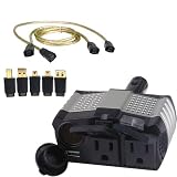 HQRP Car Travel Power Adapter Charger Standard 110v outlet w/ USB 2.0 Cable Kit 5-in-1 w/ gold-plated connectors for iPods, iPhone, Blackberry