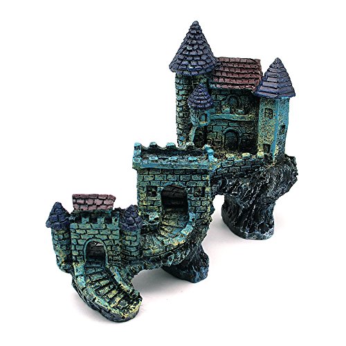 Dimart Super Magical Simulation European Villas Castle Aquarium Ornament Fish Tank Decorations Blue