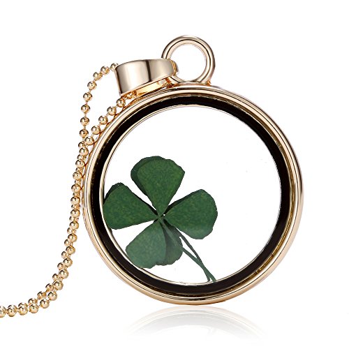 Gmai Fashion Jewelry Bead Chain Dried Flowers Pendant Necklace