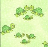 28 5" Baby Turtle Green Flannel Quilt Fabric Squares